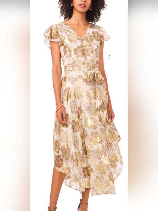 Vince Camuto Dresses & Skirts - Vince Camuto Printed Flutter Sleeve Button Front Dress